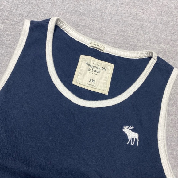 Abercrombie Fitch Shirt Mens XXL Blue Muscle Tank Top Gym Workout Sport Training - Picture 1 of 10